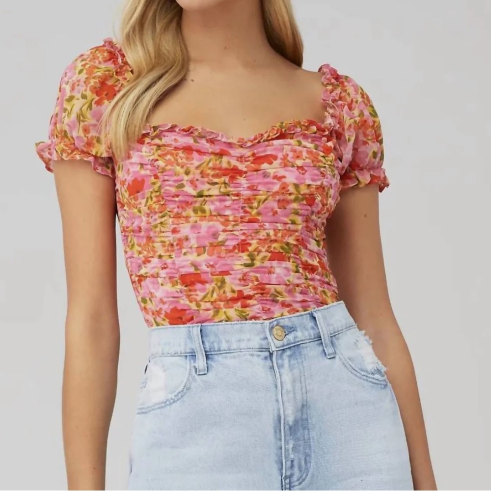 ASTR Helena Top In Pink Multi Floral | 83% OFF Retail